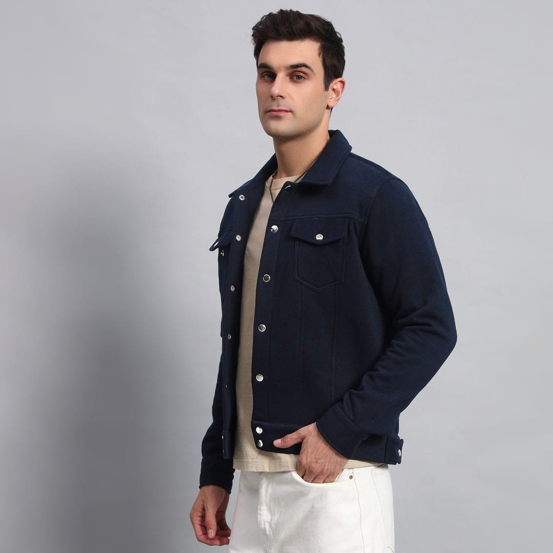 NAVY BLUE TRUCKER JACKET FOR MEN