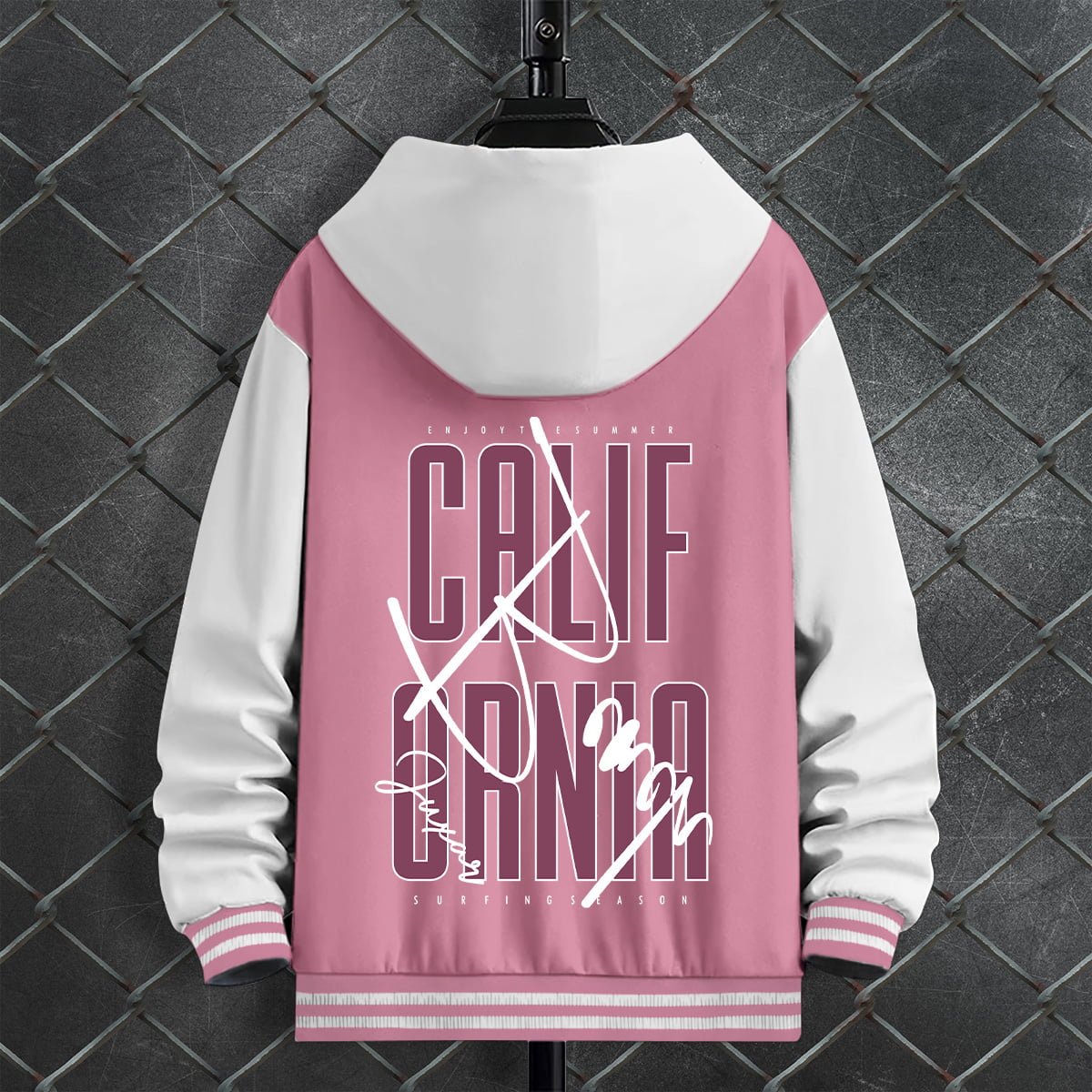 PINK VARSITY HOODY JACKET