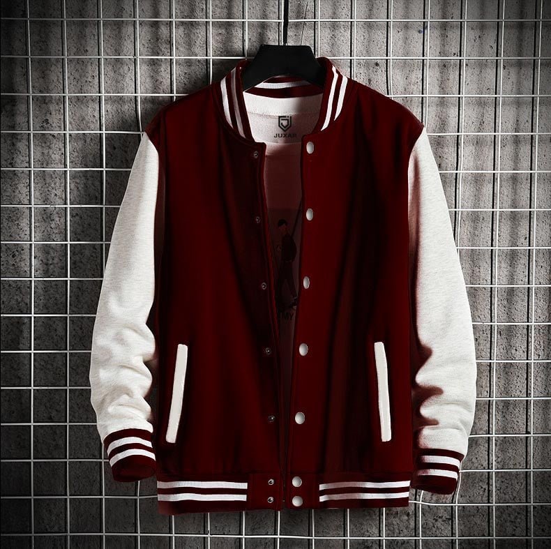 RED WINE VARSITY JACKET
