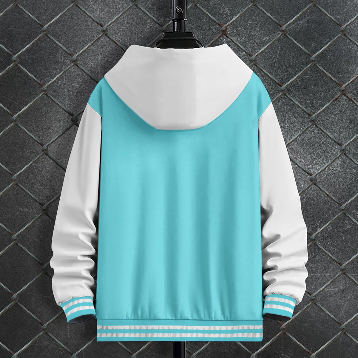 SKY BLUE & WHITE VARSITY HOODY JACKET