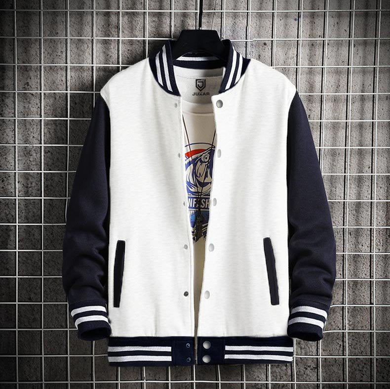 WHITE N BLUE VARSITY JACKET
