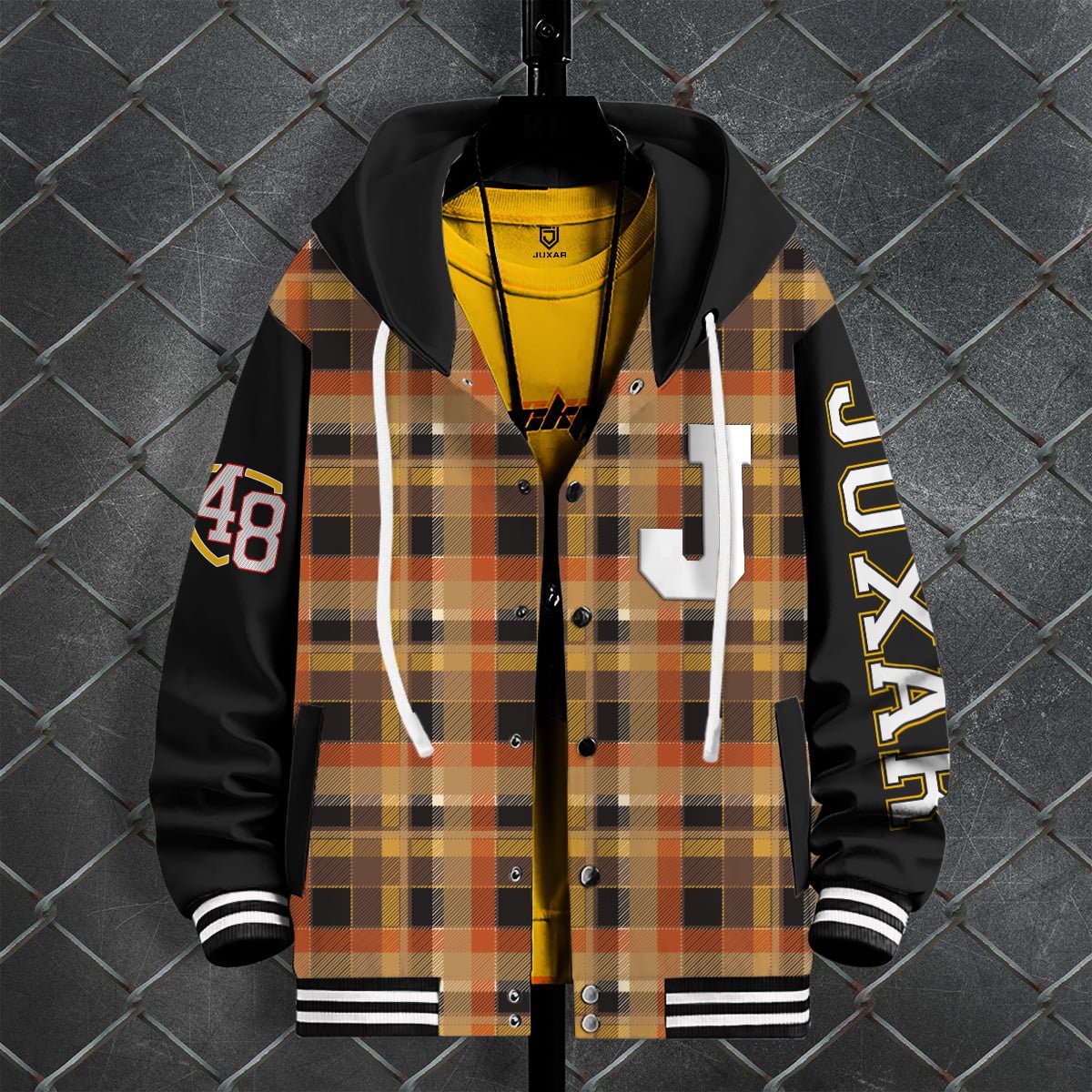 CHECKED 48 VARSITY HOOD JACKET
