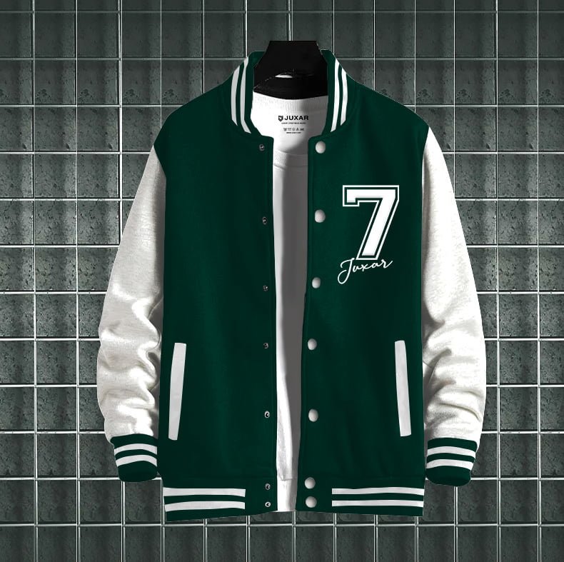 DARK GREEN & WHITE VARSITY JACKET