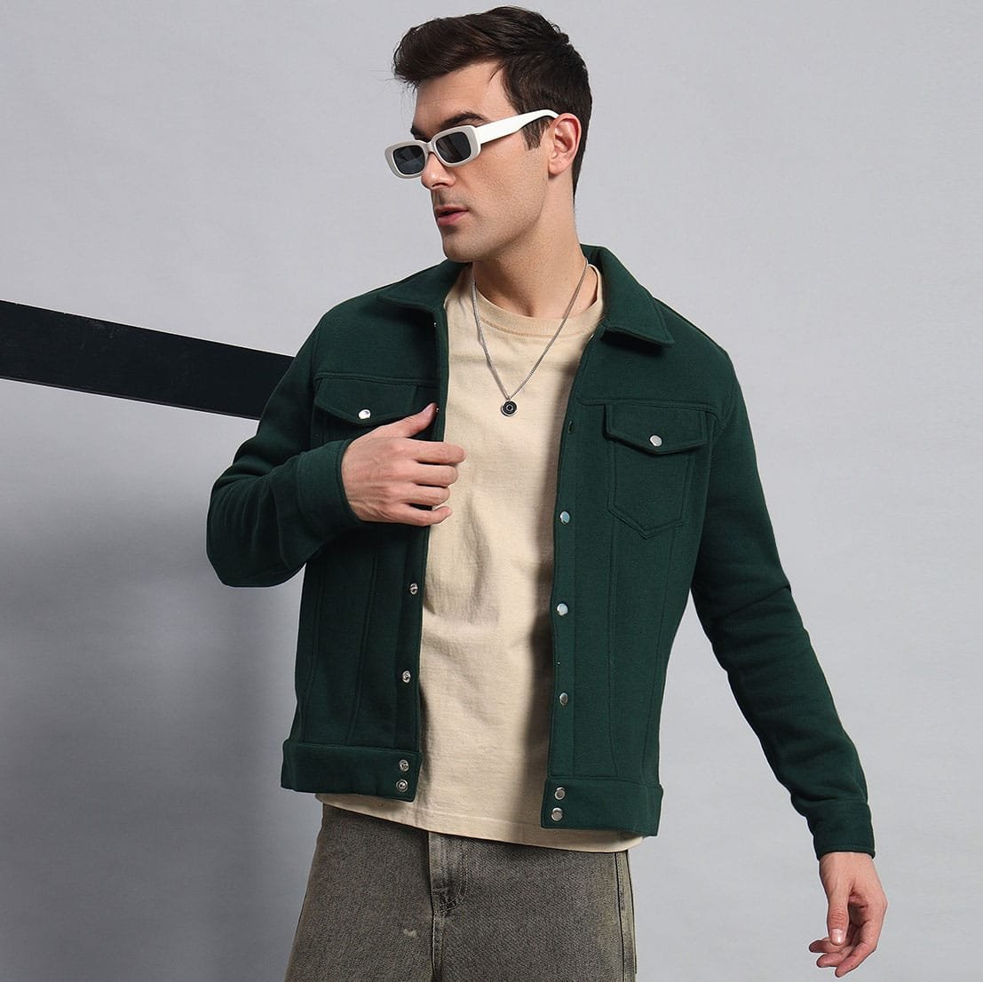 DARK GREEN TRUCKER JACKET