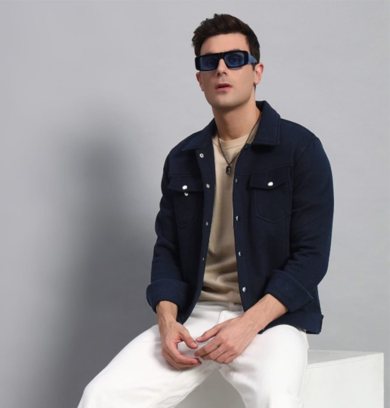 NAVY BLUE TRUCKER JACKET FOR MEN